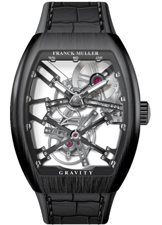 Best FRANCK MULLER Vanguard Gravity Skeleton Tourbillon Brushed Black Titanium V 45 T GR CS SQT (TT) (NR BR TT) (NR.BLC) Replica Watch